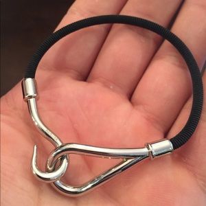 Hermes Jumbo Hook Black Silver Bracelet